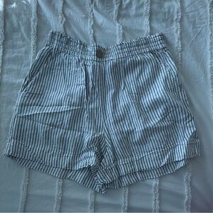 Zara Blue and White Striped High Waist Shorts